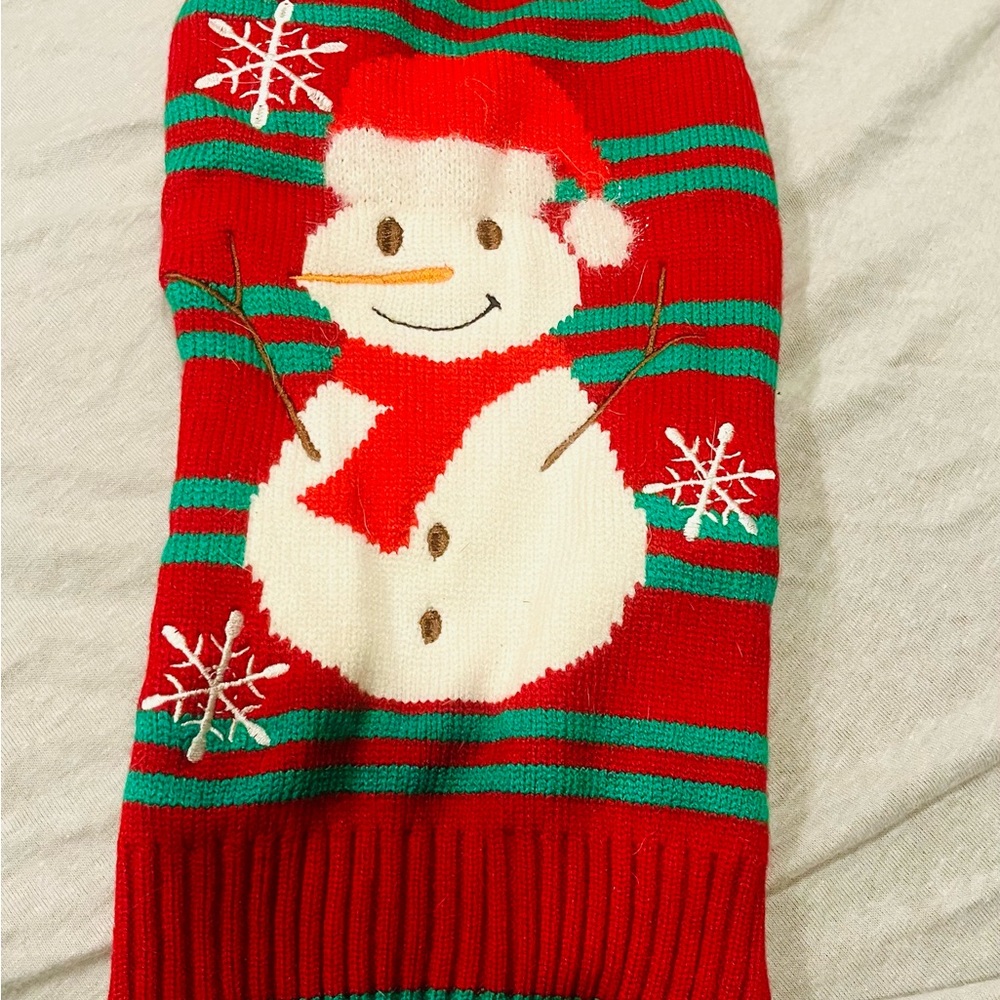 Festive Red Snowman Sweater for Small Dogs